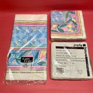 Vintage Spring Easter Paper Tablecloth & Napkins Set NEW